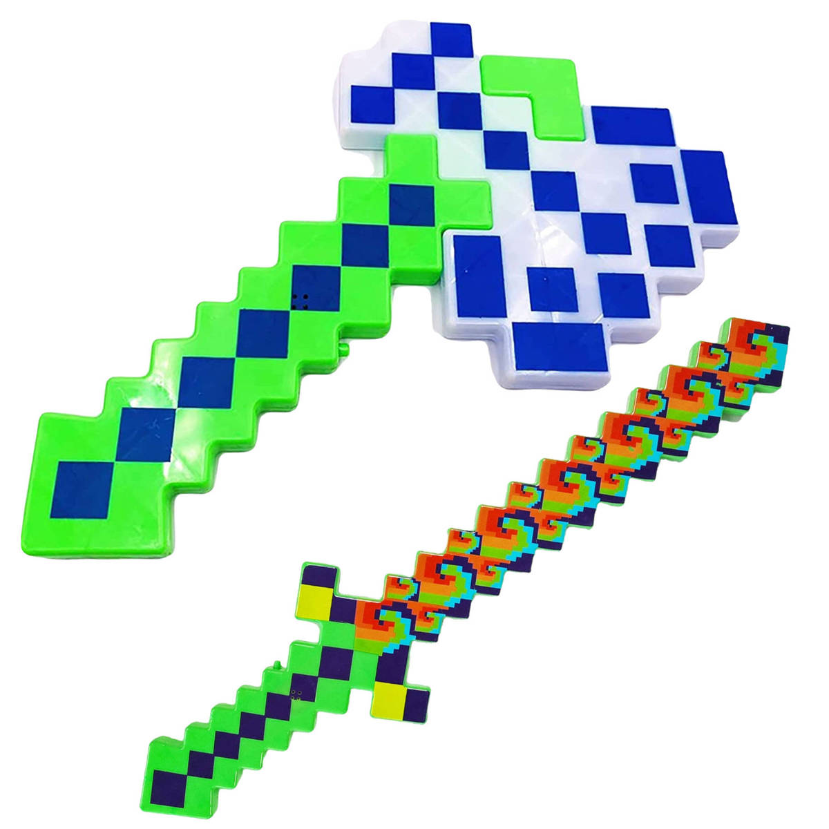 MINECRAFT Zestaw Pixelowy Miecz + Siekiera ze światłem i z dźwiękiem 