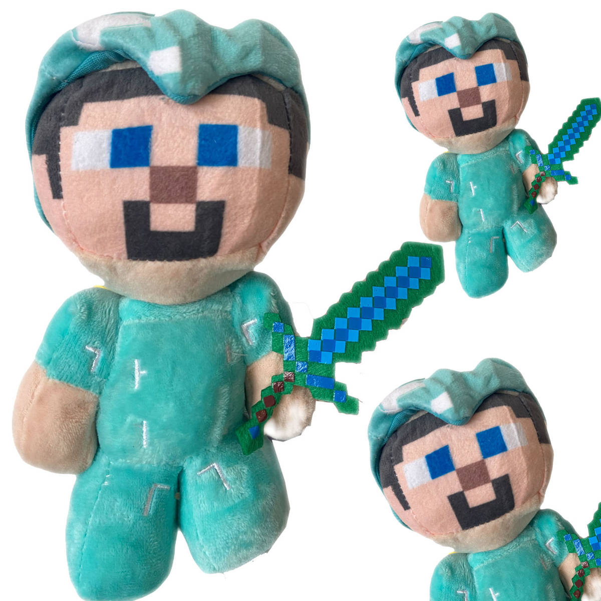 MINECRAFT Zestaw Pluszowych Maskotek Diamentowy Steve i Baby Zombie