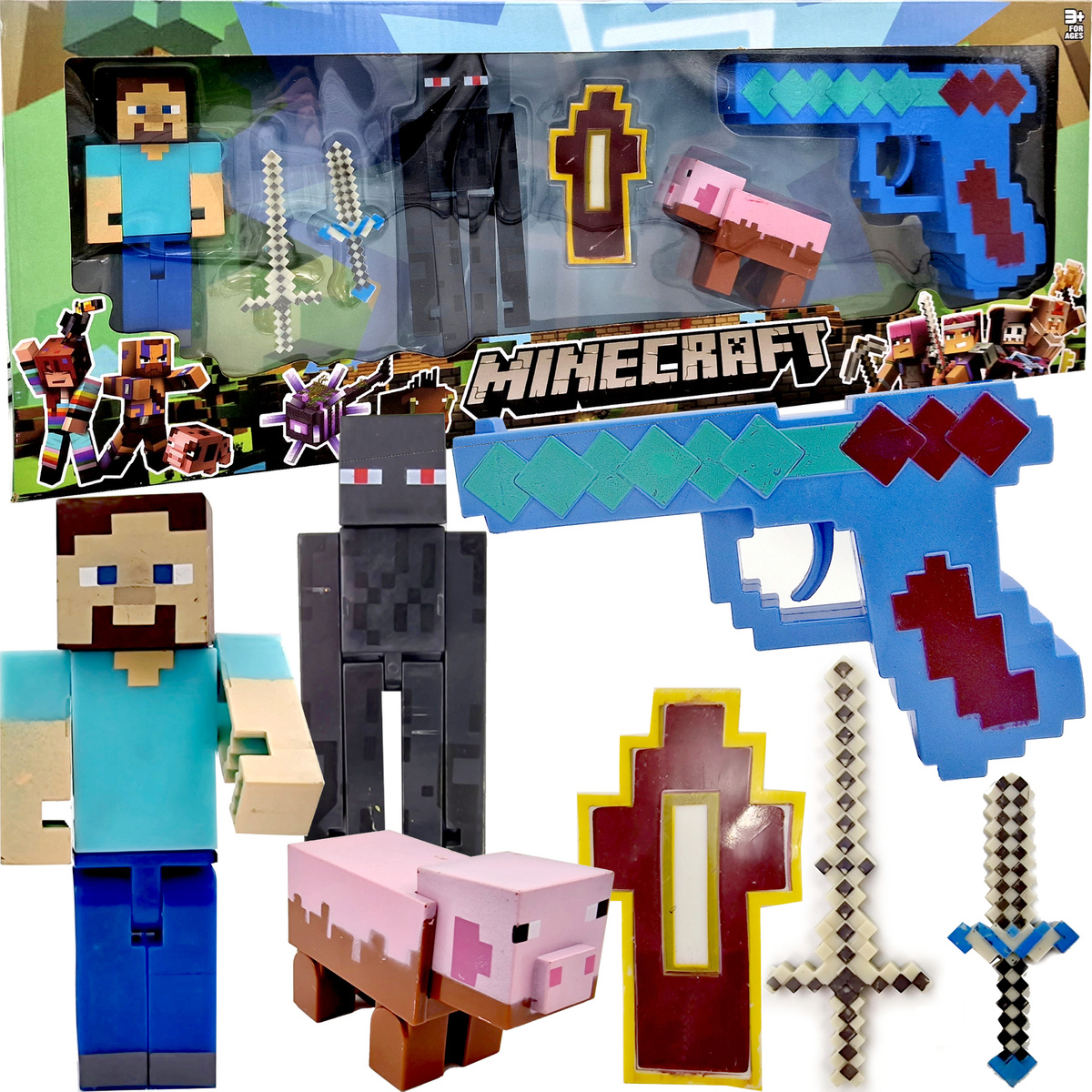 Minecraft - zestaw figurek wraz z pistoletem