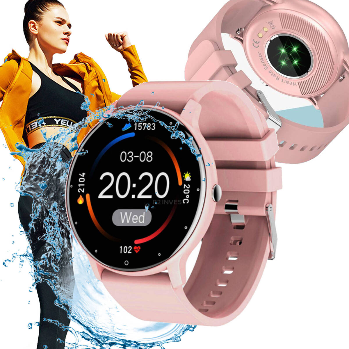 SMARTWATCH RÓŻOWY ZEGAREK DAMSKI POLSKIE MENU POWIADOMIENIA SPORT NA PREZENT