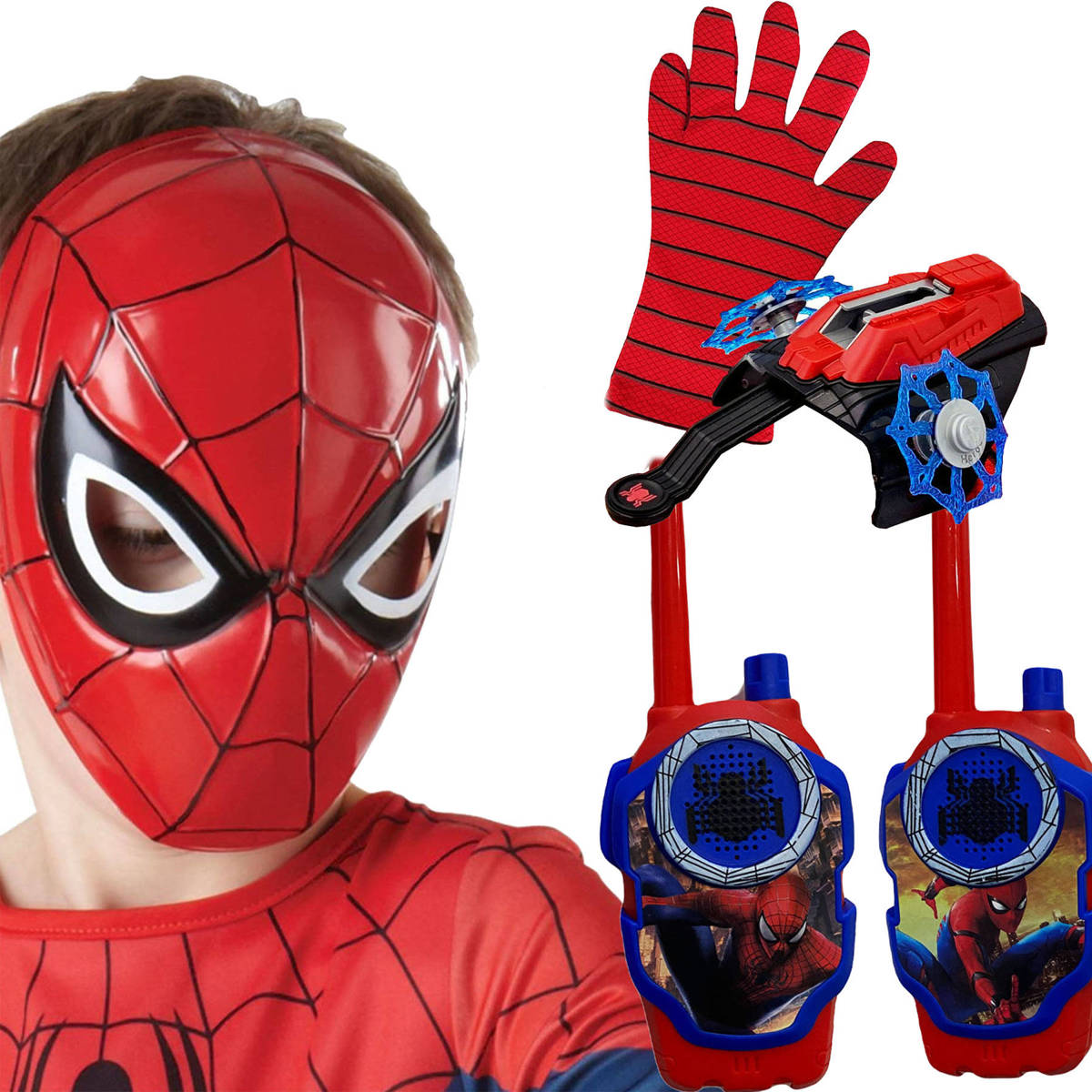 SPIDERMAN Zestaw Maska + Walkie Talkie + Wyrzutnia Sieci