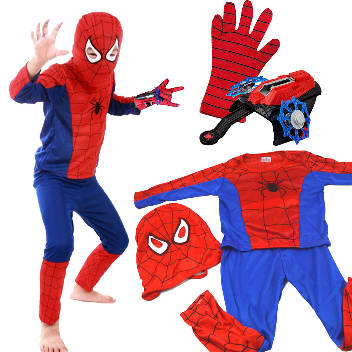 Strój Dla Chłopca Kostium Spiderman 122-128 + Wyrzutnia Sieci
