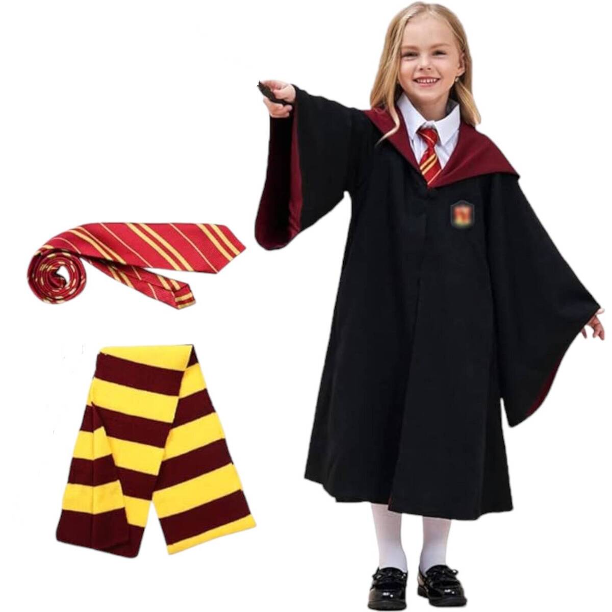 Strój Harry Potter dla dzieci Gryffindor peleryna Czarodzieja Krawat Szalik