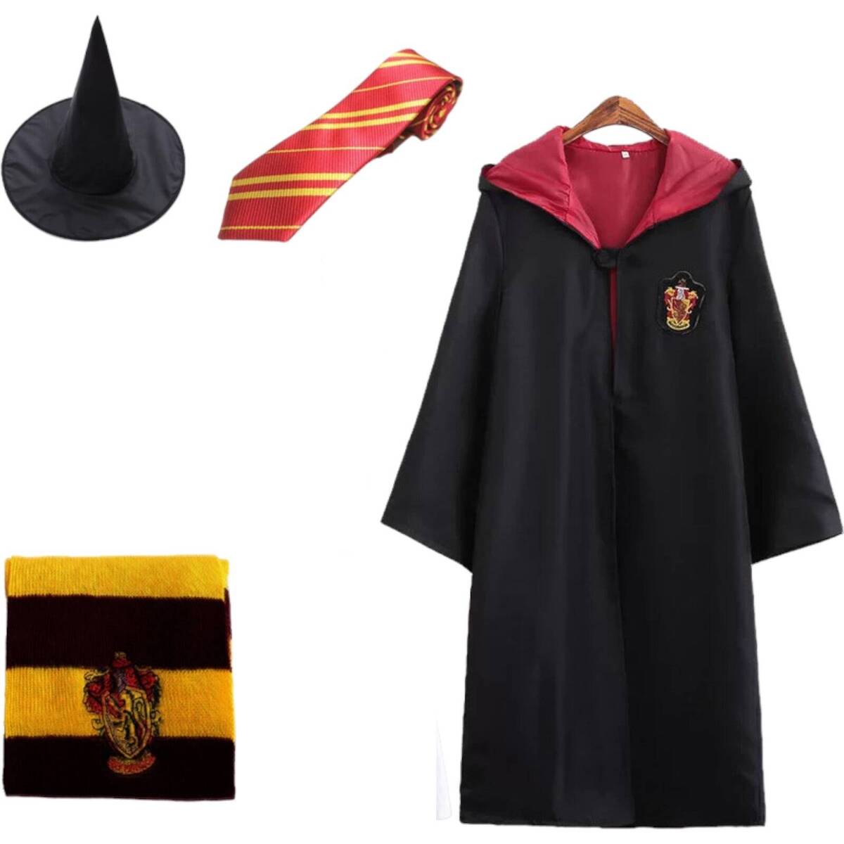 Strój Harry Potter dla dzieci Gryffindor peleryna Czarodzieja Krawat Szalik + KAPELUSZ