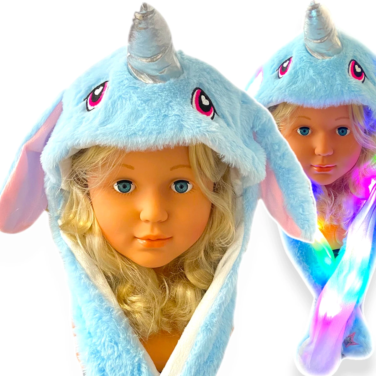 Świecąca LED Czapka Z Ruchomymi Uszami Jednorożec Kigurumi