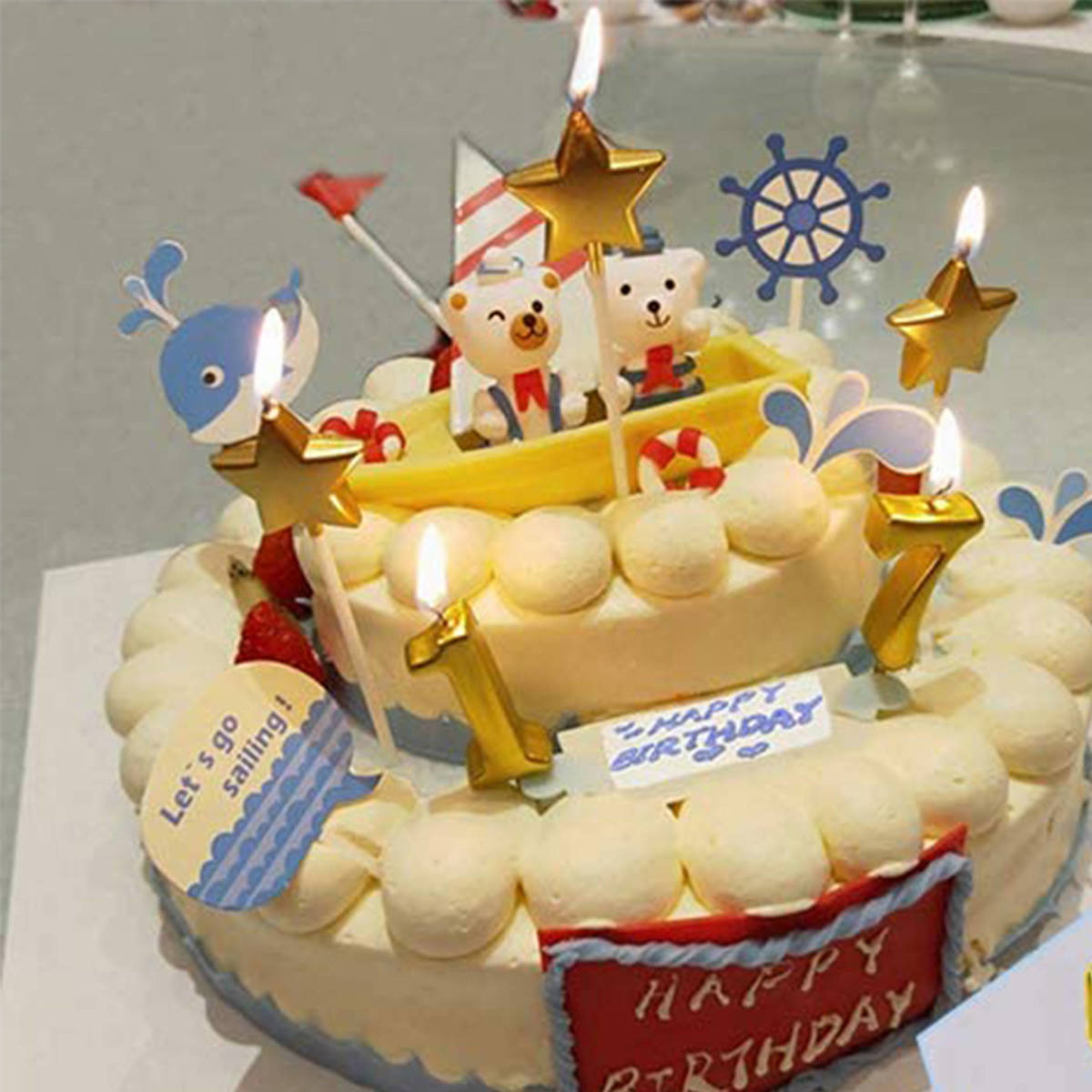 Świeczka Urodzinowa na Tort Cyfra 7 Złota