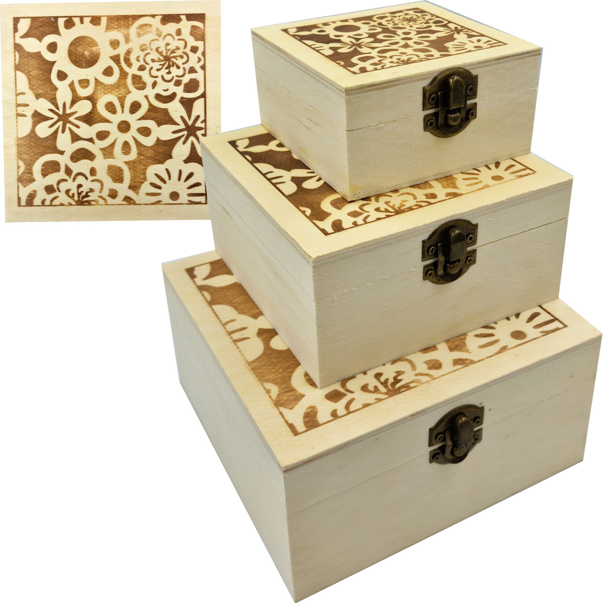 Szkatułka pudełko kufer skrzynka drewniana 16x16x8