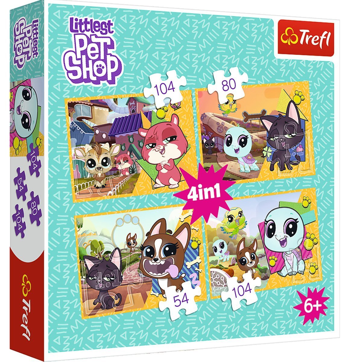TREFL Littles Pet Shop  Puzzle 4w1 Miłe wspomnienia 34295