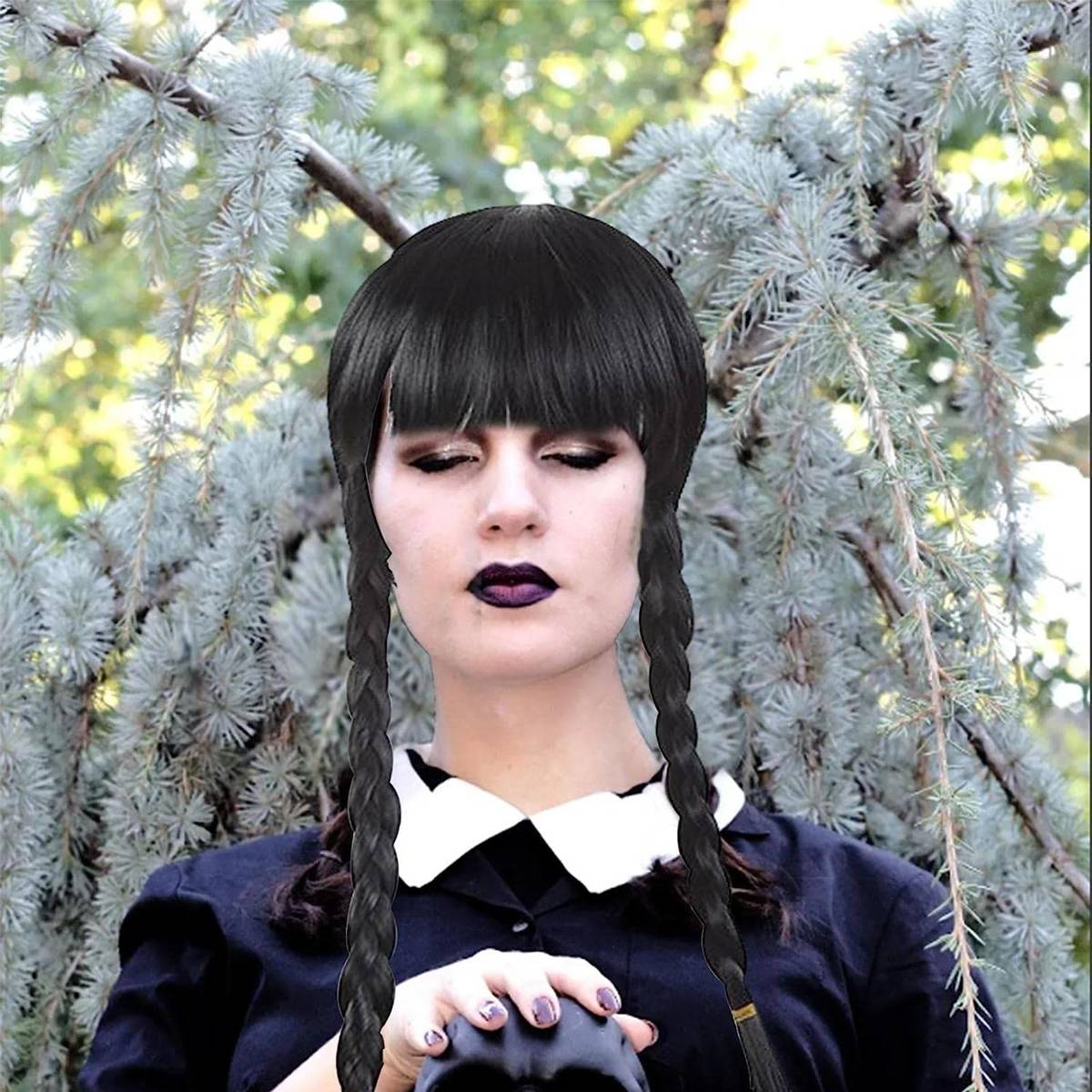 WEDNESDAY ADDAMS - Dziecięca peruka Czarne Warkocze - Idealna na Przebrania