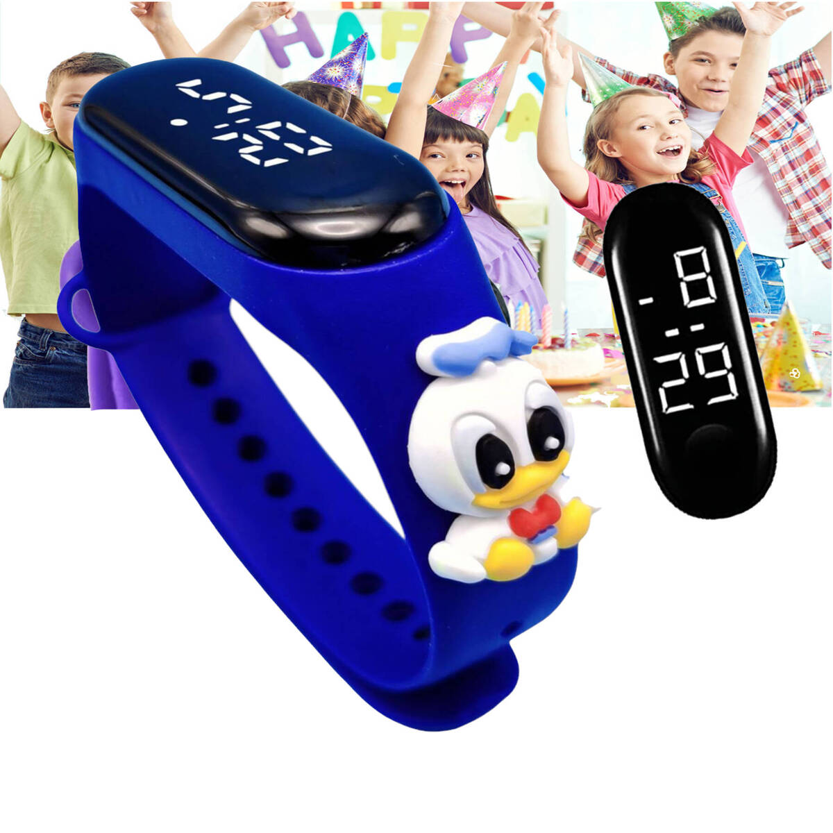 ZEGAREK DLA DZIECI LED SMARTWATCH DOTYKOWY OPASKA NA PREZENT Kaczor Donald