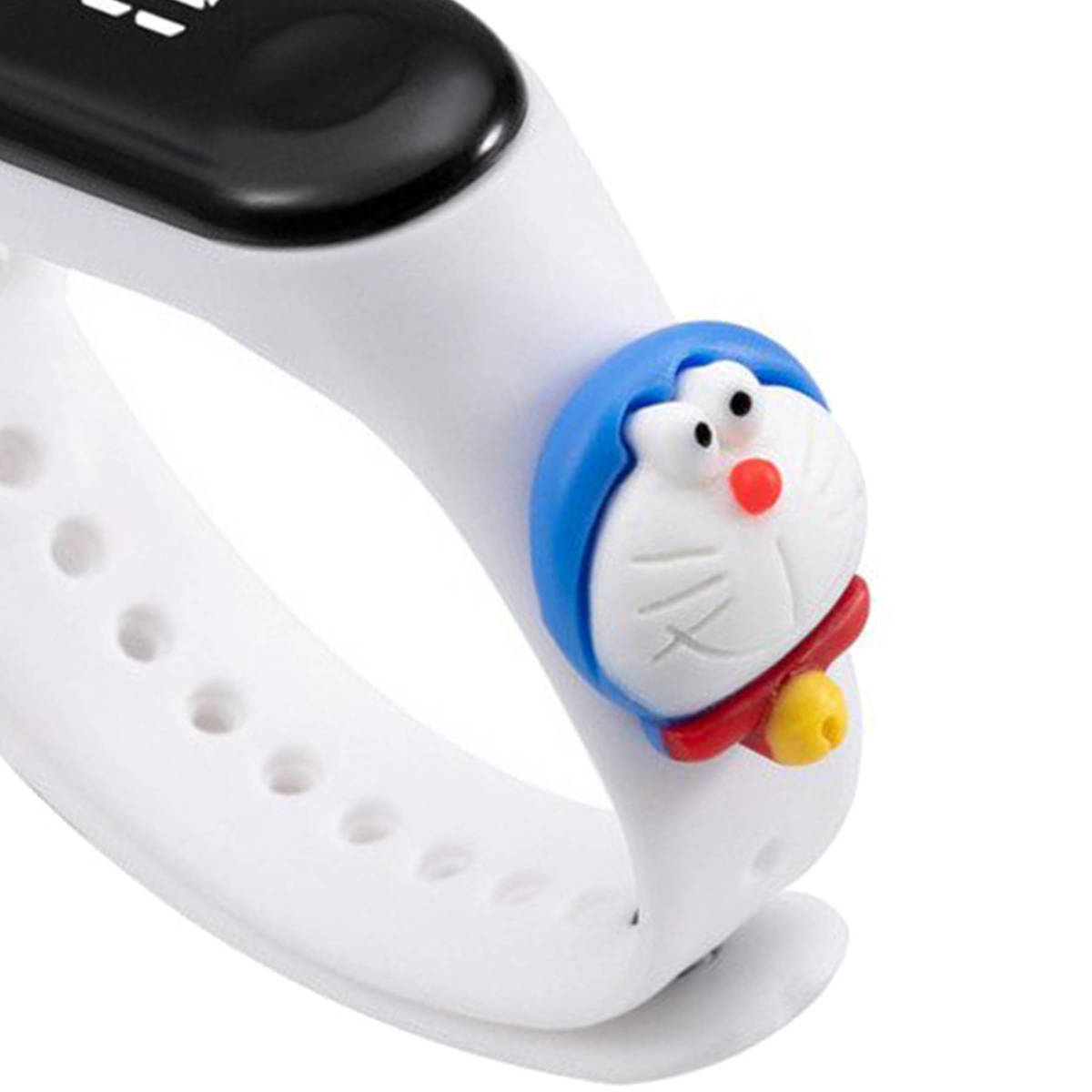 Zegarek LED opaska Dla Dzieci Kot Doraemon biały