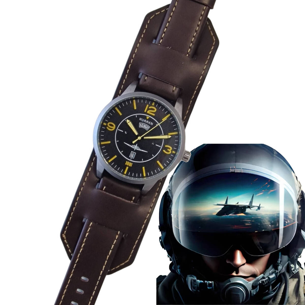 Zegarek Męski Kurren "Pilot" - Kwarcowy, 30M, Styl Aviator TO IDEALNY  PREZENT 