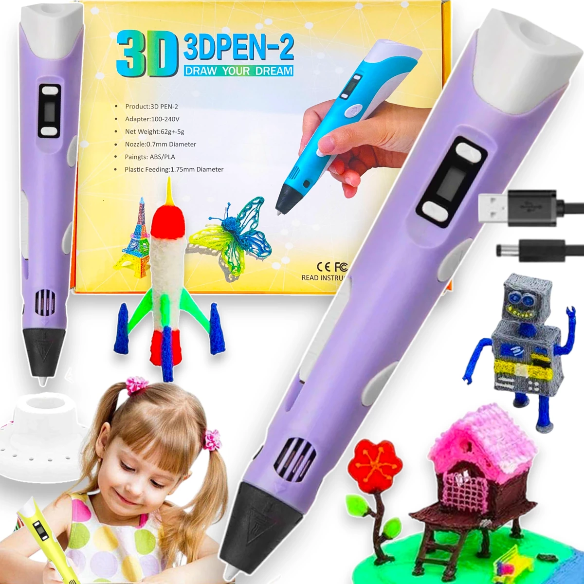 Zestaw Długopis 3D PEN-2 + Wkłady