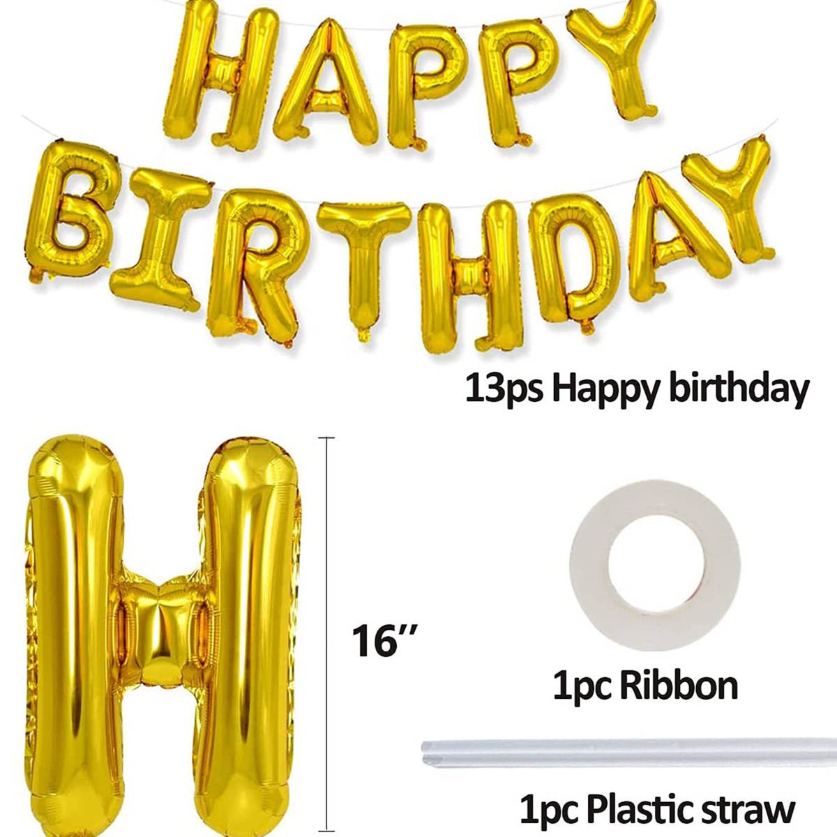 Zestaw balonów na urodziny HAPPY BIRTHDAY złoty