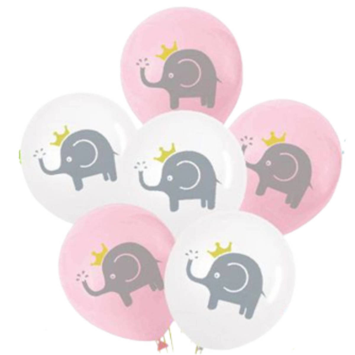 Zestaw balonów słonie białe i różowe 6 szt.