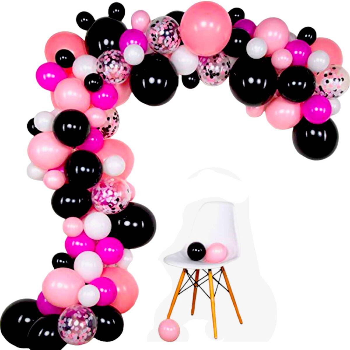 Zestaw balonów w kolorze różowo czarnym 95el -girlanda balonowa