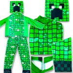 MINECRAFT Strój dla chłopca CREEPER / kostium na bal rozmiar L 130-140 cm + miecz