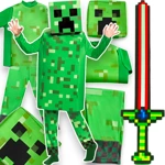 MINECRAFT Strój dla chłopca CREEPER / kostium na bal rozmiar L 130-140 cm + miecz