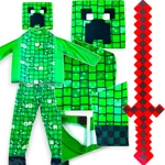 MINECRAFT Strój dla chłopca CREEPER / kostium na bal rozmiar L 130-140 cm + miecz