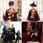 Strój Harry Potter dla dzieci Gryffindor peleryna Czarodzieja Krawat Szalik + KAPELUSZ