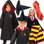 Strój Harry Potter dla dzieci Gryffindor peleryna Czarodzieja Krawat Szalik + KAPELUSZ