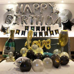 Zestaw balonów na urodziny HAPPY BIRTHDAY srebrny